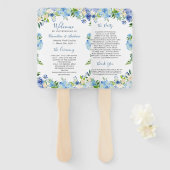Éventail Programme de mariage floral Blue Hydrangea Waterco (Devant et derrière)