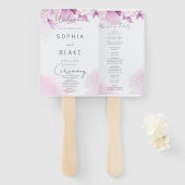 Éventail Programme de mariage floral bohème moderne rose pâ (Devant et derrière)