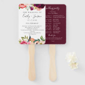 Éventail Programme de mariage floral bohème Ventilateurs à  (Devant et derrière)