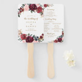 Éventail Programme de mariage floral boho d'aquarelle bourg (Devant et derrière)