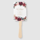 Éventail Programme de mariage floral boho d'aquarelle bourg (Devant)