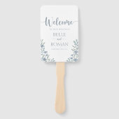 Éventail Programme de mariage floral Boho Eucalyptus Bleu (Devant)