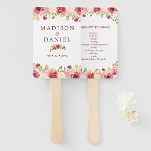 Éventail Programme de mariage floral bordeaux
