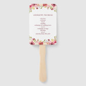 Éventail Programme de mariage floral bordeaux (Dos)