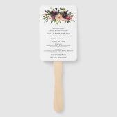 Éventail Programme de mariage floral bordeaux élégant viole (Dos)