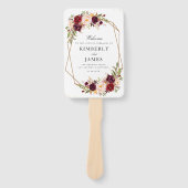 Éventail Programme de mariage floral bordeaux et roux (Devant)
