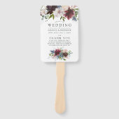 Éventail Programme de mariage floral Bourgogne et Navy (Devant)