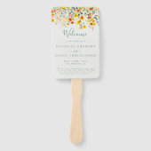 Éventail Programme de mariage floral d'aquarelle brillante (Devant)