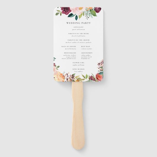 Éventail Programme de mariage floral d'automne (Dos)