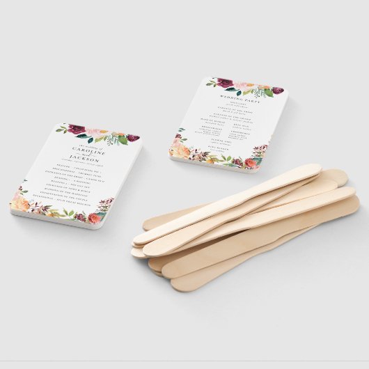 Éventail Programme de mariage floral d'automne (Non-assemblé)