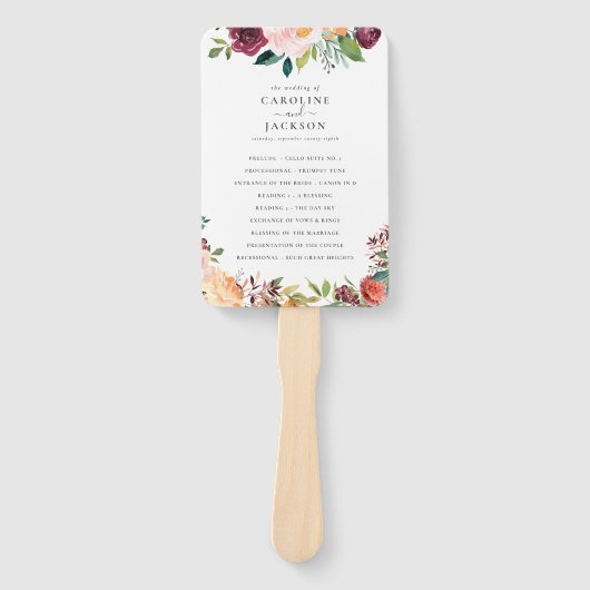 Éventail Programme de mariage floral d'automne (Devant)