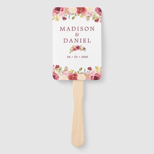 Éventail Programme de mariage floral de Bourgogne (Devant)