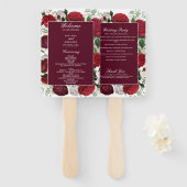 Éventail Programme de mariage floral de Bourgogne moderne (Devant et derrière)