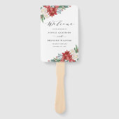 Éventail Programme de mariage floral de Noël à l'aquarelle (Devant)