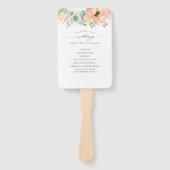 Éventail Programme de mariage floral de pêche (Devant)