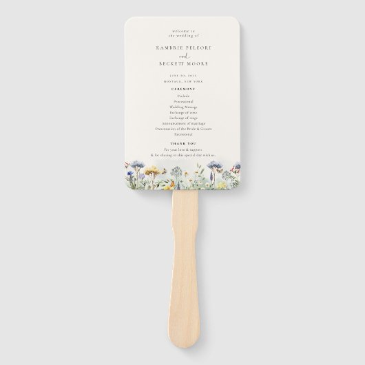 Éventail Programme de mariage floral de prairie sauvage (Devant)