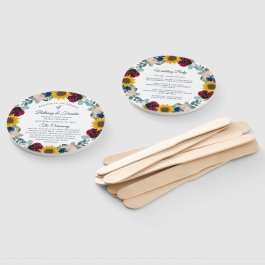 Éventail Programme de mariage floral de tournesol vert (Non-assemblé)