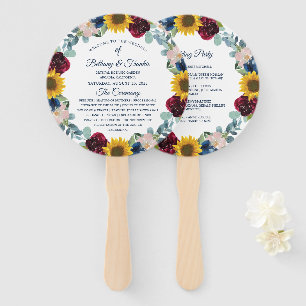Éventail Programme de mariage floral de tournesol vert