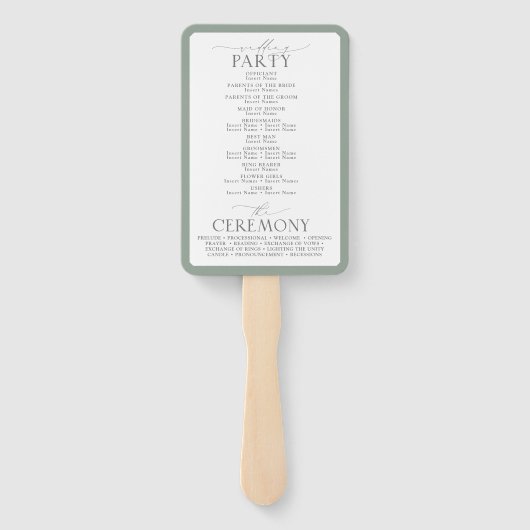 Éventail Programme de mariage floral de verdure botanique (Dos)