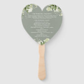 Éventail Programme de mariage floral de verdure vert sauge (Dos)