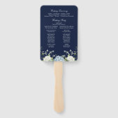 Éventail Programme de mariage floral d'hydrangea bleu marin (Dos)