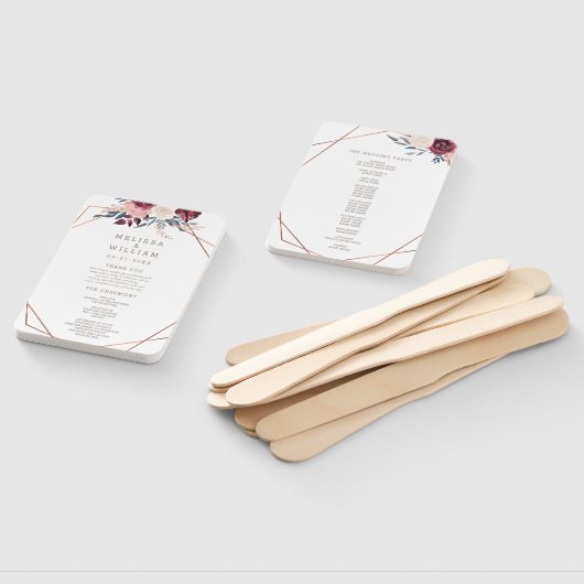 Éventail Programme de mariage floral d'ivoire de Bourgogne (Non-assemblé)