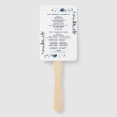 Éventail Programme de mariage floral élégant bleu marine (Dos)