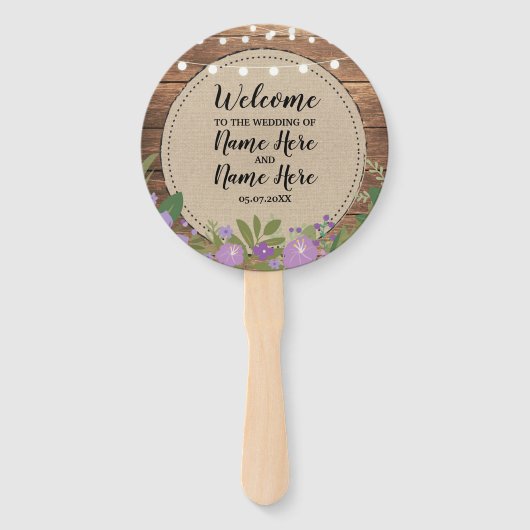 Éventail Programme de mariage floral en bois Fleurs Ventila (Devant)