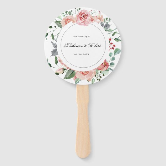 Éventail Programme de mariage floral en fleurs de minuit Ve (Devant)