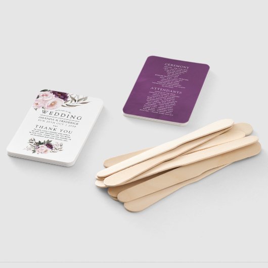 Éventail Programme de mariage floral en velours profond (Non-assemblé)