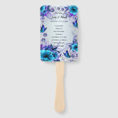 Éventail Programme De Mariage Floral Et Papillon Bleu (Devant)