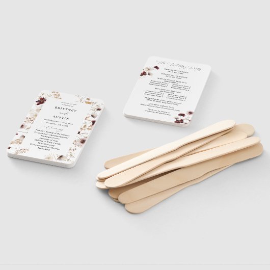 Éventail Programme de mariage floral Fleur sauvage d'automn (Non-assemblé)