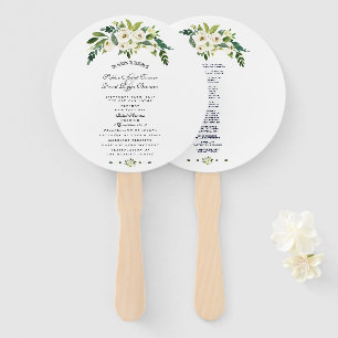 Éventail Programme de mariage floral floral florissant blan