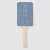 Éventail Programme de mariage floral français bleu poussiér (Dos)