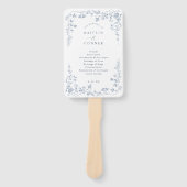 Éventail Programme de mariage floral français bleu poussiér (Devant)