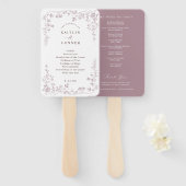 Éventail Programme de mariage floral français Rose Poussiér (Devant et derrière)