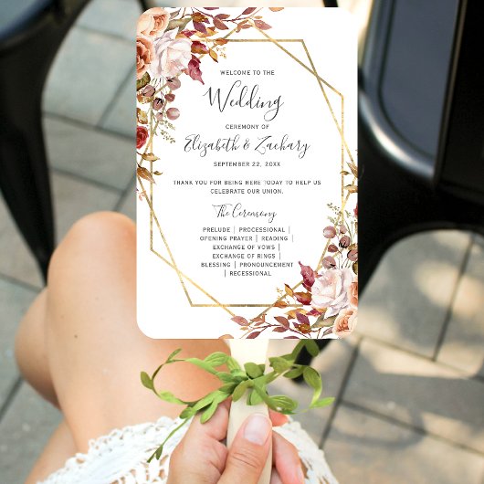 Éventail Programme de mariage floral géométrique d'automne
