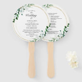Éventail Programme de mariage floral géométrique verdoyant (Devant et derrière)