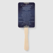 Éventail Programme de mariage floral gothique bleu de minui (Dos)