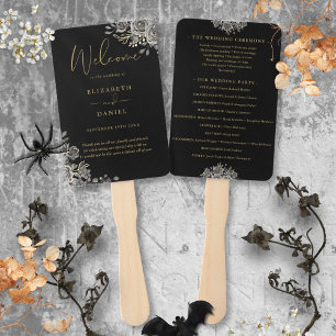 Éventail Programme De Mariage Floral Gothique Noir Et Or