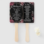 Éventail Programme de mariage floral gothique noir Ventilat (Devant et derrière)