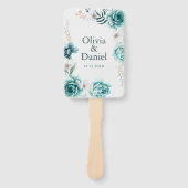 Éventail Programme de mariage floral hors blanc et Turquois (Devant)