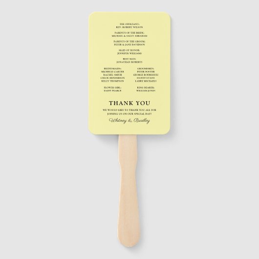 Éventail Programme de mariage floral jaune d'été (Dos)