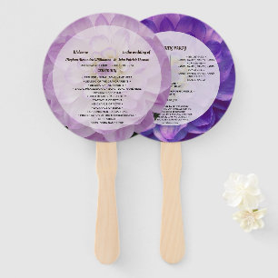 Éventail Programme de mariage floral lavande violet dahlia
