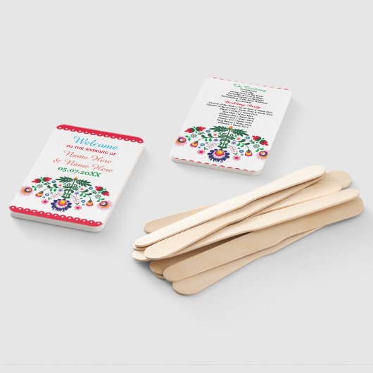 Éventail Programme de mariage floral mexicain Fiesta Ventil (Non-assemblé)