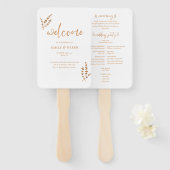 Éventail Programme de mariage floral moderne Boho Orange (Devant et derrière)
