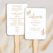 Éventail Programme de mariage floral moderne Boho Orange