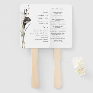 Éventail Programme de mariage floral noir et blanc