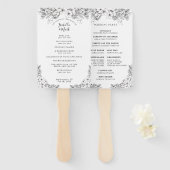 Éventail Programme de mariage floral noir et blanc Ventilat (Devant et derrière)