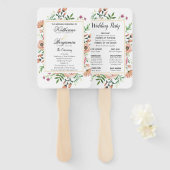 Éventail Programme de mariage floral pêche (Devant et derrière)